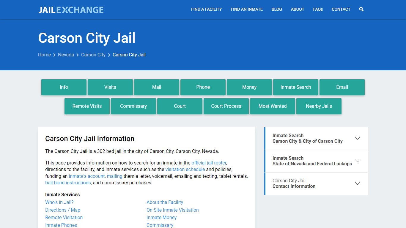 Carson City Jail, NV Inmate Search, Information - Jail Exchange